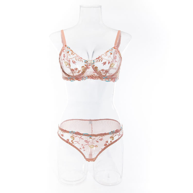 Floral Embroidered Underwire 2pc Lingerie Set LGSZRDZR1056A