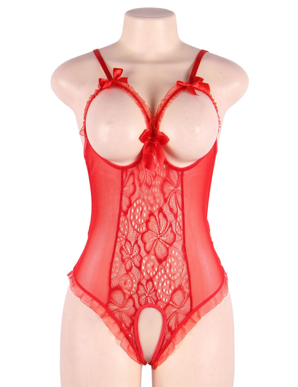 Open Cup Crotchless One-piece Teddy (2 Colors)